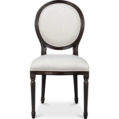 Oval Side Chair (Set of 2) by Sarreid Ltd. in cortina, performance cream. Made from walnut, performance fabric in a traditional style.