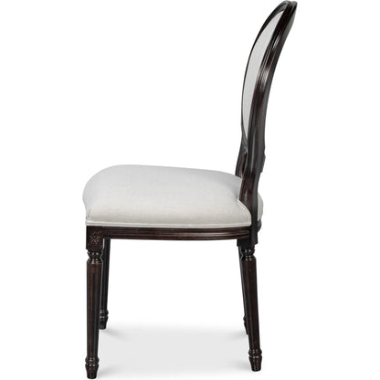 Oval Side Chair (Set of 2) by Sarreid Ltd. in cortina, performance cream. Made from walnut, performance fabric in a traditional style.