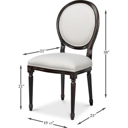 Oval Side Chair (Set of 2) by Sarreid Ltd. in cortina, performance cream. Made from walnut, performance fabric in a traditional style.