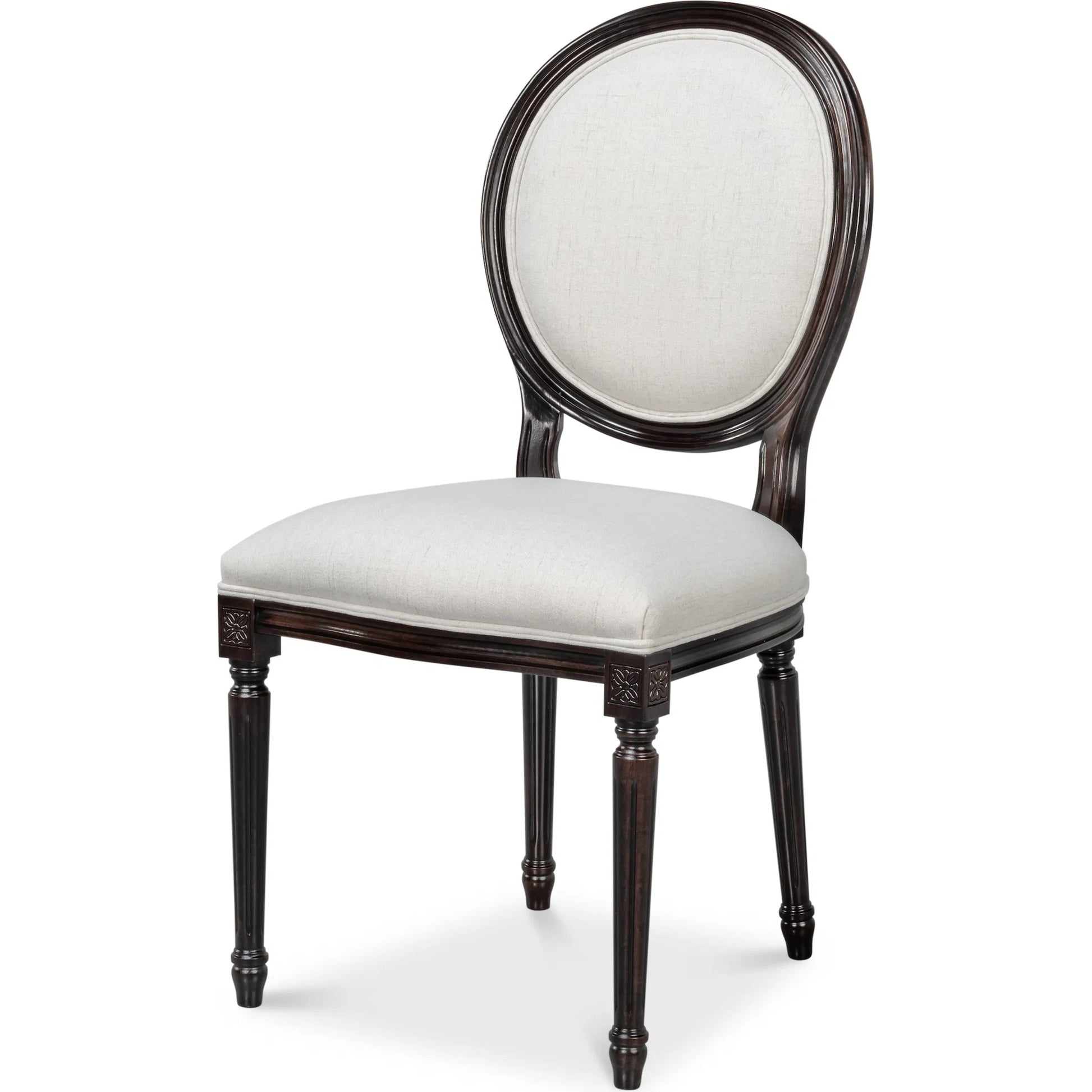 Oval Side Chair (Set of 2) by Sarreid Ltd. in cortina, performance cream. Made from walnut, performance fabric in a traditional style.