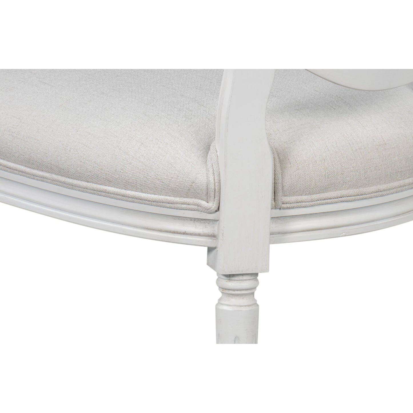 009 SI-2238706 | Closeup | Oval Side Chair (Set of 2) by Sarreid Ltd. in cortina, performance cream. Made from walnut, performance fabric in a traditional style.