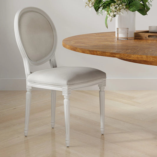 Oval Side Chair by Sarreid Ltd.. Made from walnut, performance fabric in a unique style.