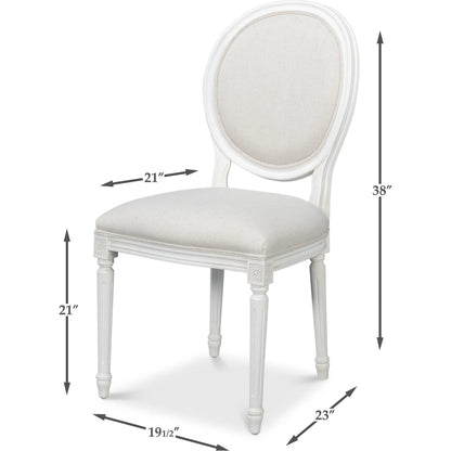 Oval Side Chair (Set of 2) by Sarreid Ltd. in cortina, performance cream. Made from walnut, performance fabric in a traditional style.