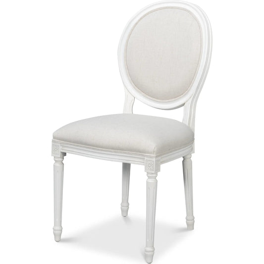 Oval Side Chair by Sarreid Ltd.. Made from walnut, performance fabric in a unique style.