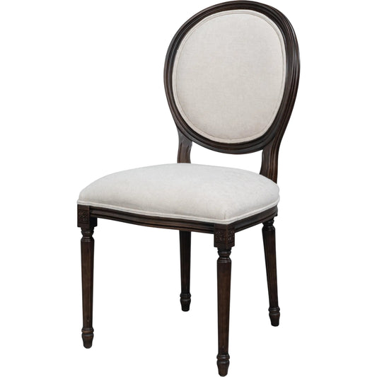 Hugo Oval Side Chair (Set of 2) by Sarreid Ltd. in old world walnut, performance cream. Made from walnut, performance fabric in a traditional style.