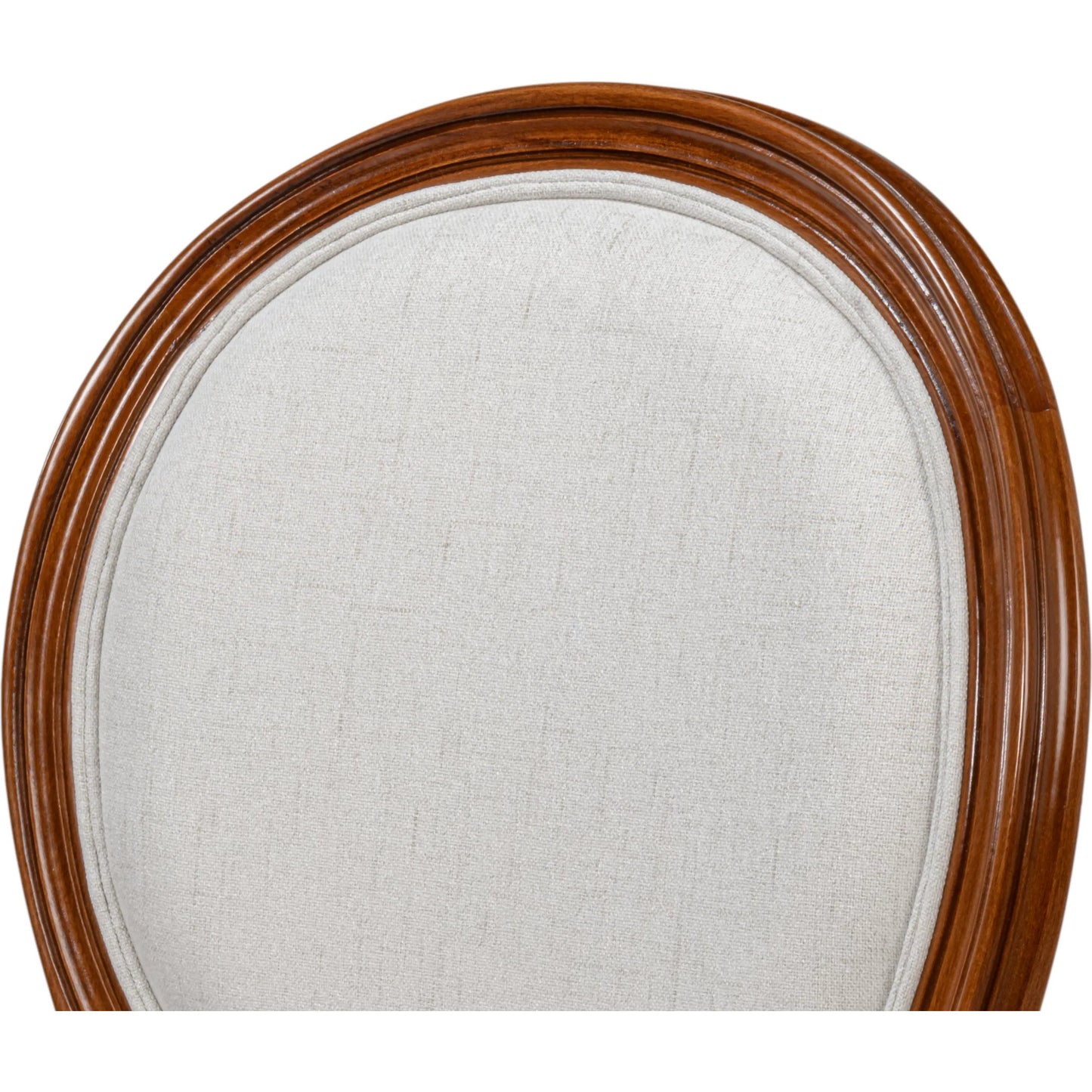 007 SI-2238707 | Closeup | Hugo Oval Side Chair (Set of 2) by Sarreid Ltd. in old world walnut, performance cream. Made from walnut, performance fabric in a traditional style.