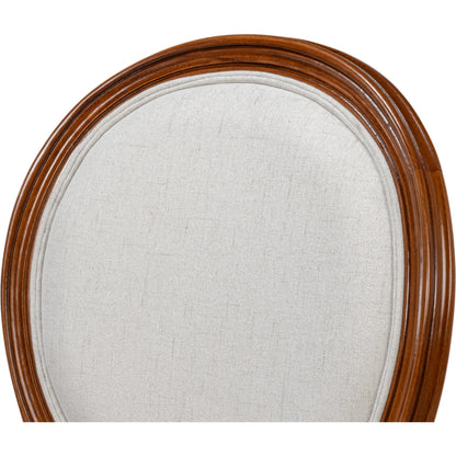 Hugo Oval Side Chair (Set of 2) by Sarreid Ltd. in old world walnut, performance cream. Made from walnut, performance fabric in a traditional style.