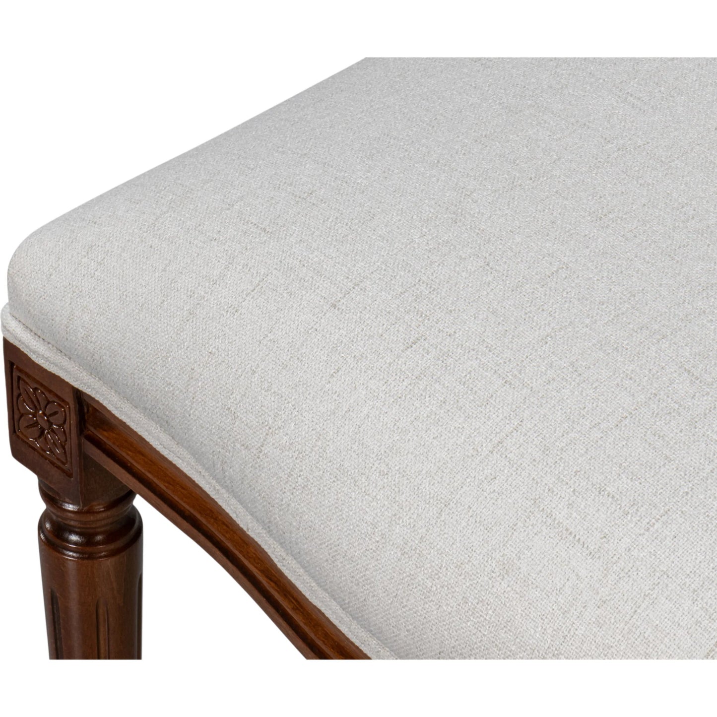 010 SI-2238707 | Closeup | Hugo Oval Side Chair (Set of 2) by Sarreid Ltd. in old world walnut, performance cream. Made from walnut, performance fabric in a traditional style.