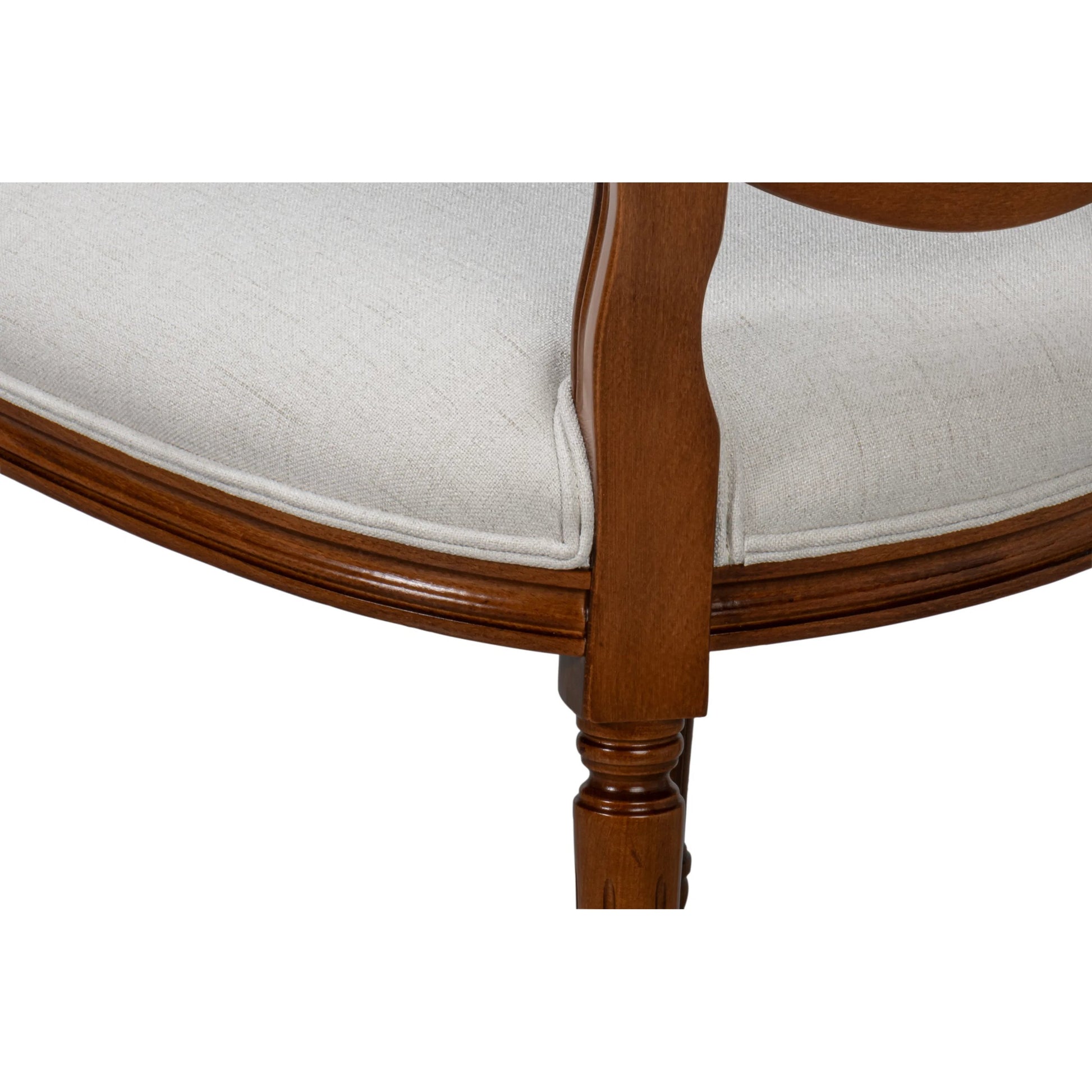 Hugo Oval Side Chair (Set of 2) by Sarreid Ltd. in old world walnut, performance cream. Made from walnut, performance fabric in a traditional style.