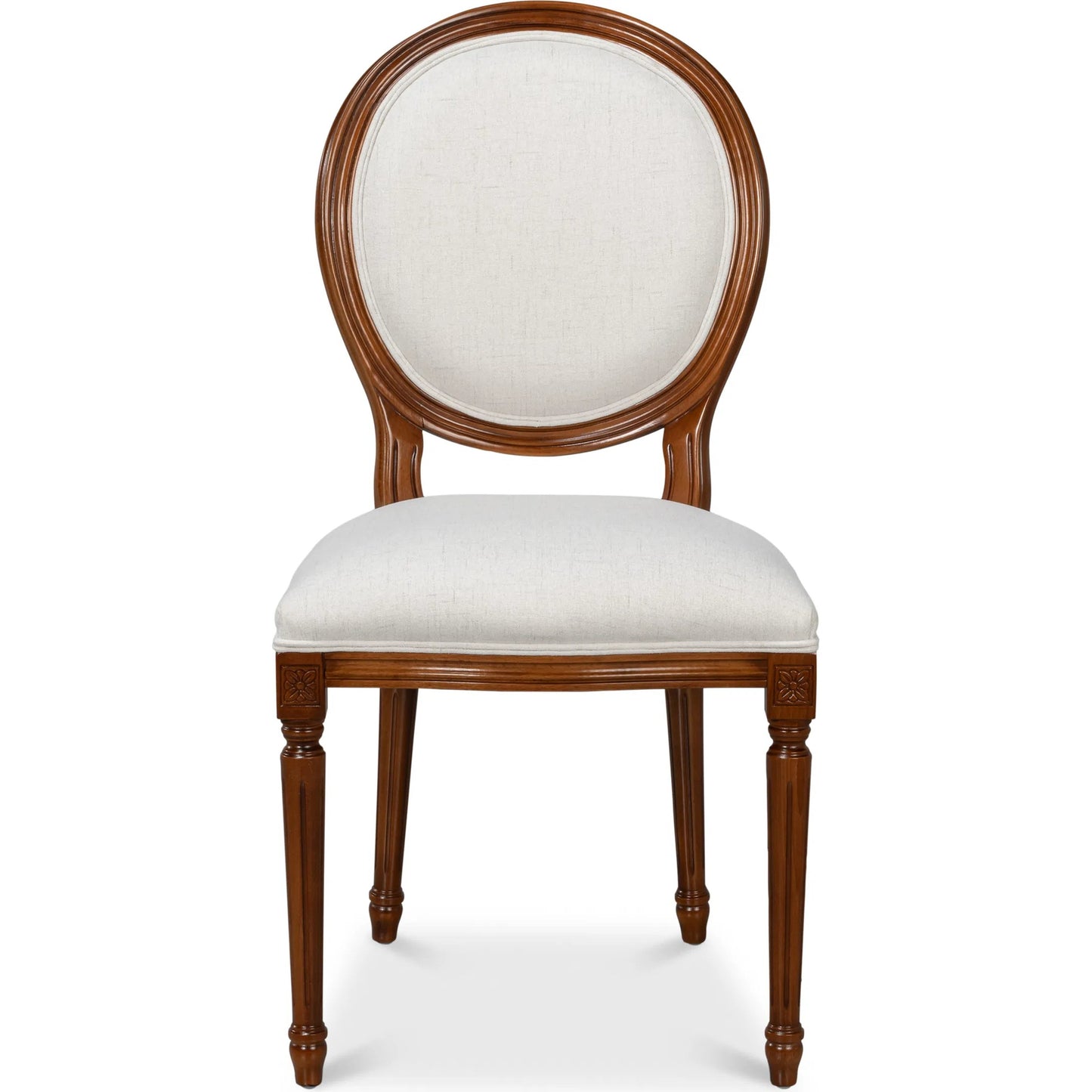 003 SI-2238707 | Additional Silo | Hugo Oval Side Chair (Set of 2) by Sarreid Ltd. in old world walnut, performance cream. Made from walnut, performance fabric in a traditional style.