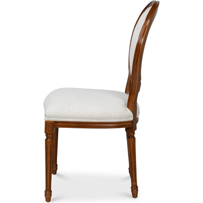 Hugo Oval Side Chair (Set of 2) by Sarreid Ltd. in old world walnut, performance cream. Made from walnut, performance fabric in a traditional style.