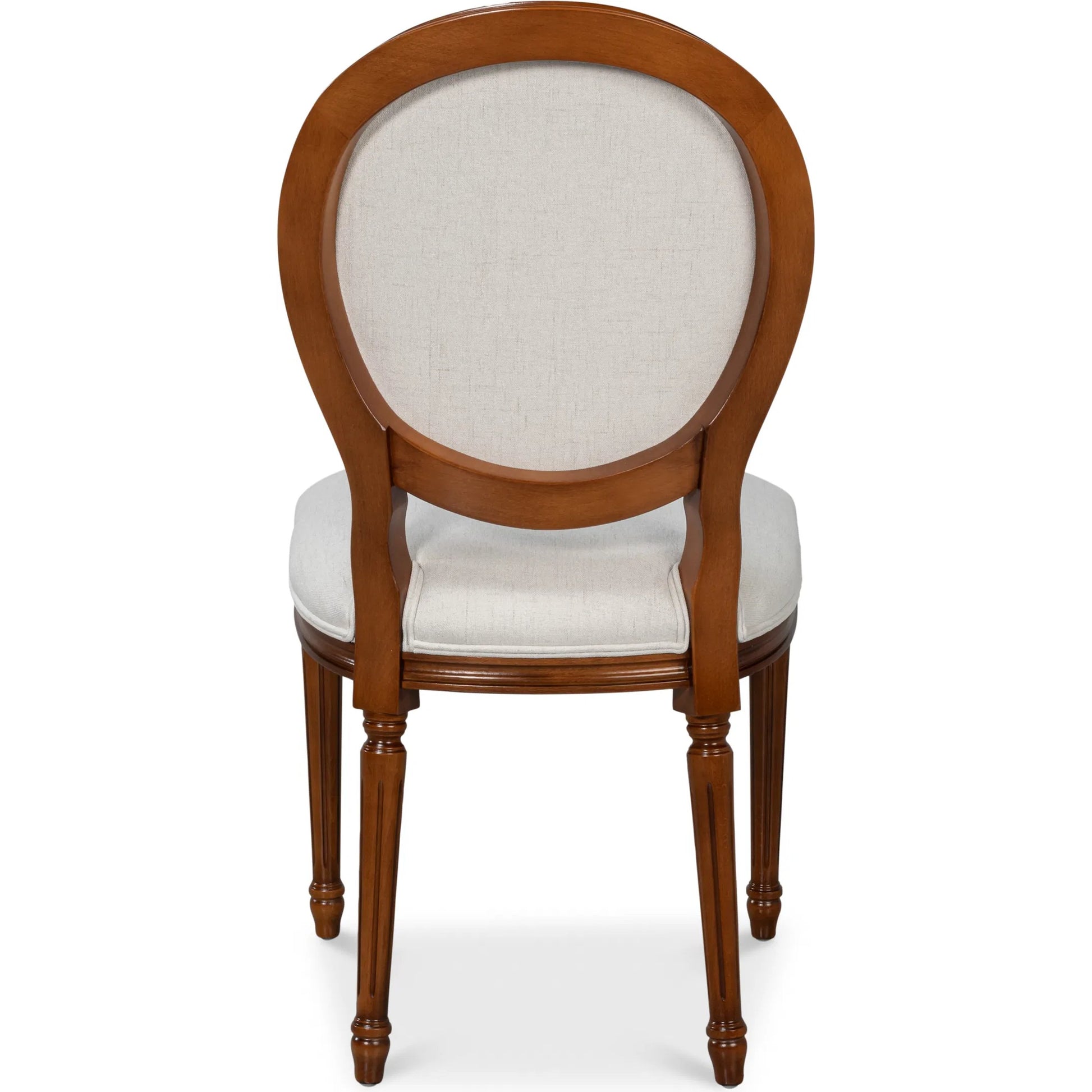Hugo Oval Side Chair (Set of 2) by Sarreid Ltd. in old world walnut, performance cream. Made from walnut, performance fabric in a traditional style.