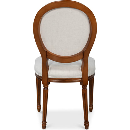 Hugo Oval Side Chair (Set of 2) by Sarreid Ltd. in old world walnut, performance cream. Made from walnut, performance fabric in a traditional style.
