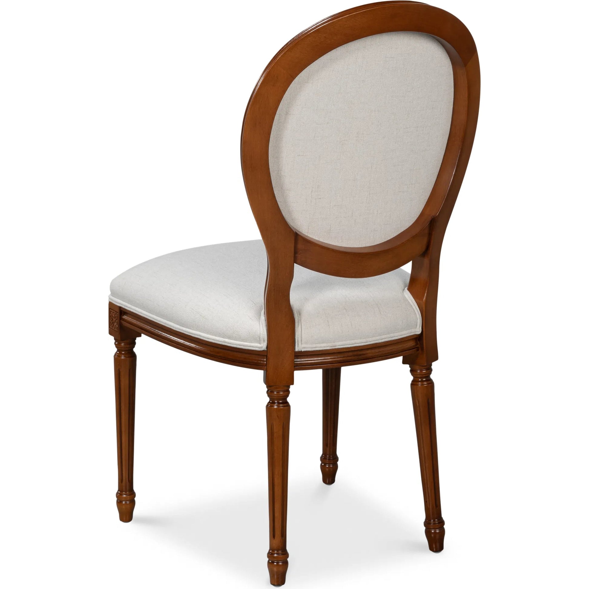 Hugo Oval Side Chair (Set of 2) by Sarreid Ltd. in old world walnut, performance cream. Made from walnut, performance fabric in a traditional style.