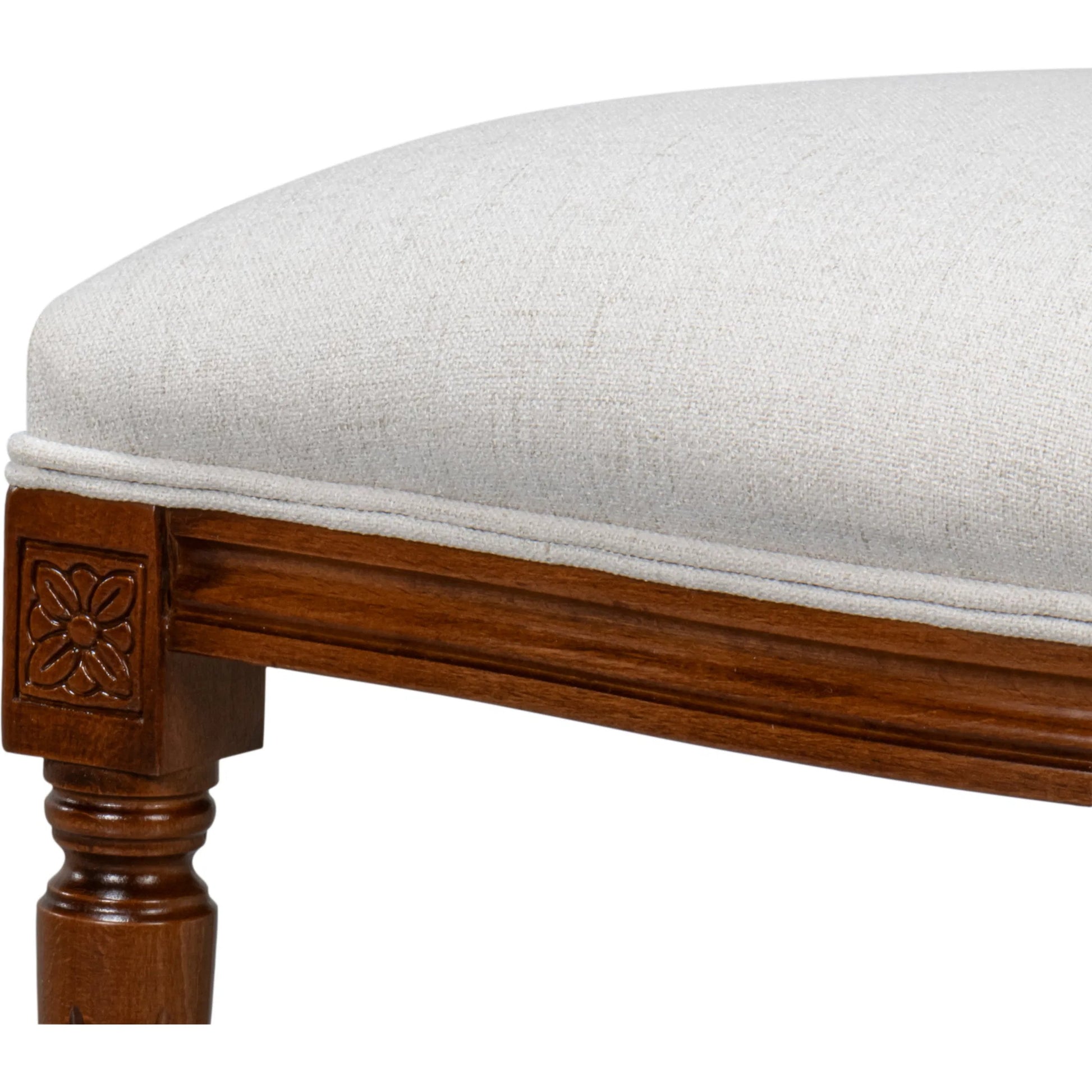 Hugo Oval Side Chair (Set of 2) by Sarreid Ltd. in old world walnut, performance cream. Made from walnut, performance fabric in a traditional style.