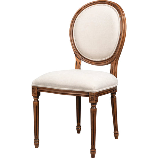 Hugo Oval Side Chair (Set of 2) by Sarreid Ltd. in old world walnut, performance cream. Made from walnut, performance fabric in a traditional style.