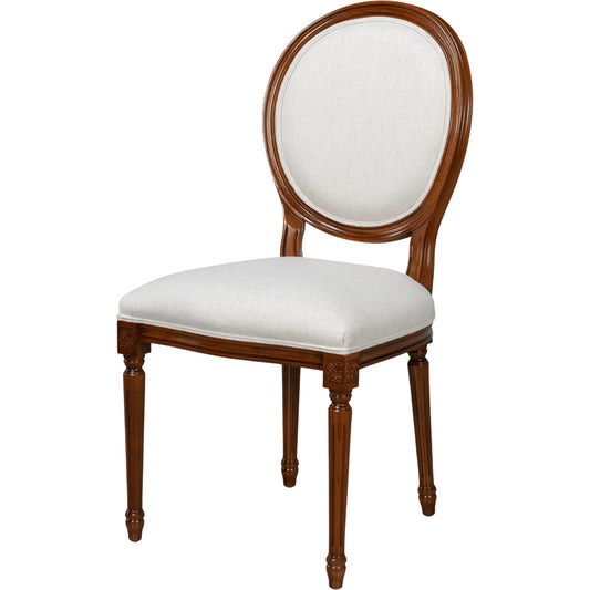 Hugo Oval Side Chair (Set of 2) by Sarreid Ltd. in old world walnut, performance cream. Made from walnut, performance fabric in a traditional style.