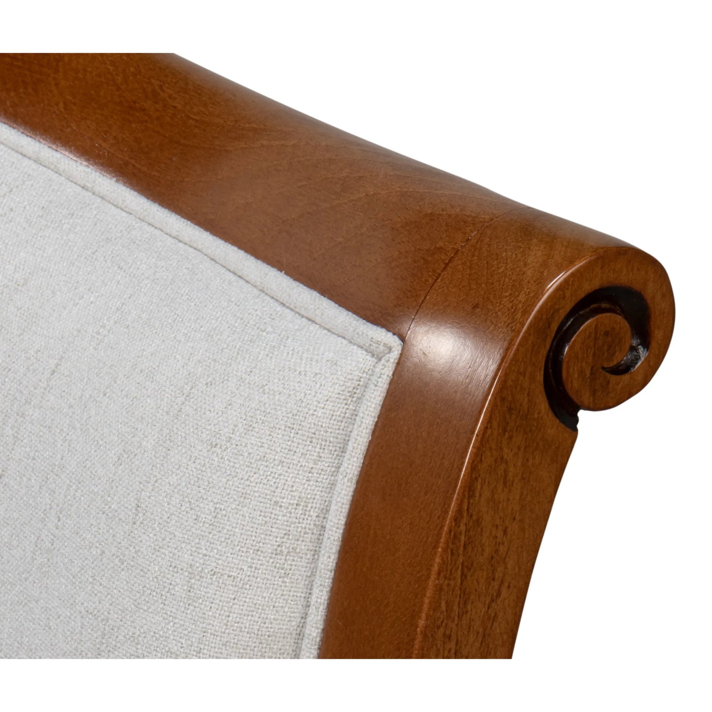 013 SI-2238709 | Closeup | Polk Fabric Side Chair (Set of 2) by Sarreid Ltd. in cream fabric, old world walnut. Made from walnut, fabric in a traditional style.