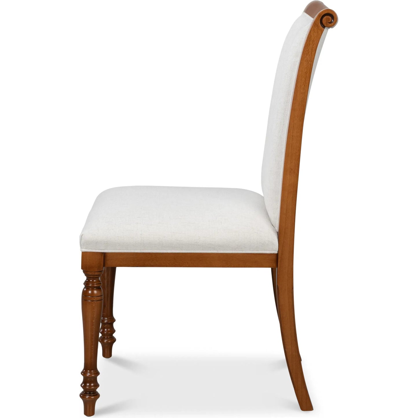 002 SI-2238709 | Additional Silo | Polk Fabric Side Chair (Set of 2) by Sarreid Ltd. in cream fabric, old world walnut. Made from walnut, fabric in a traditional style.