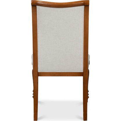 Polk Fabric Side Chair (Set of 2) by Sarreid Ltd. in cream fabric, old world walnut. Made from walnut, fabric in a traditional style.