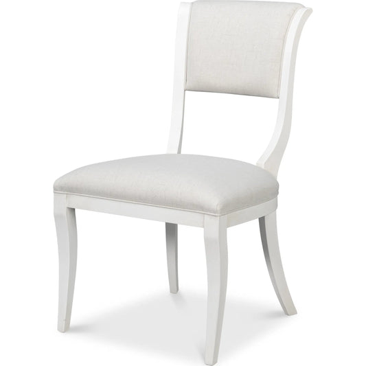 Trophy Elegant Side Chair by Sarreid Ltd. in cortina finish, performance cream. Made from performance fabric in a unique style.