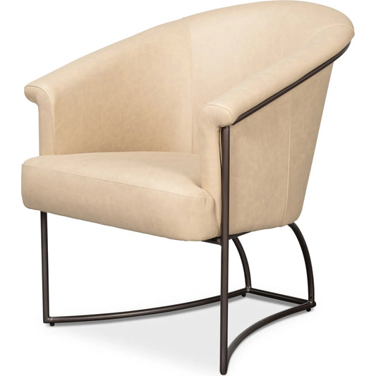 Nagel Distilled Leather Chair by Sarreid Ltd.. Made from leather, iron in a traditional style.