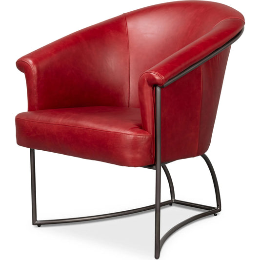 Nagel Distilled Leather Chair by Sarreid Ltd.. Made from leather, iron in a traditional style.