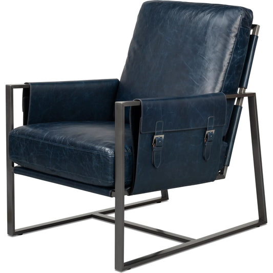 Edmonds Distilled Leather Chair by Sarreid Ltd.. Made from leather, iron in a traditional style.