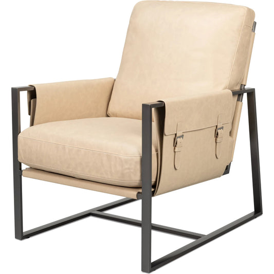 Edmonds Distilled Leather Chair by Sarreid Ltd.. Made from leather, iron in a traditional style.