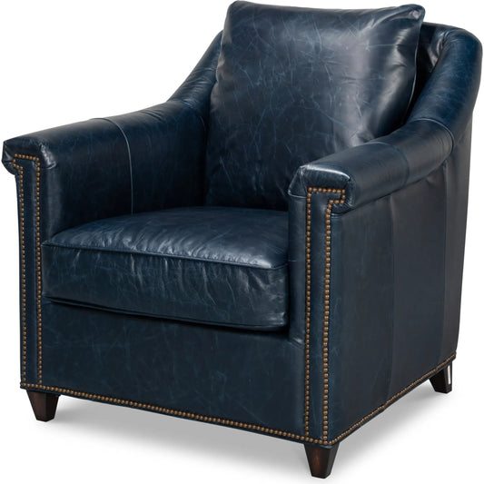 Vandike Arm Chair by Sarreid Ltd.. Made from leather, gold nailhead trim in a traditional style.