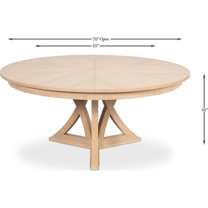 Casual Jupe Dining Table by Sarreid Ltd. in solid oak, veneers. Made from solid oak, veneers in a traditional style.