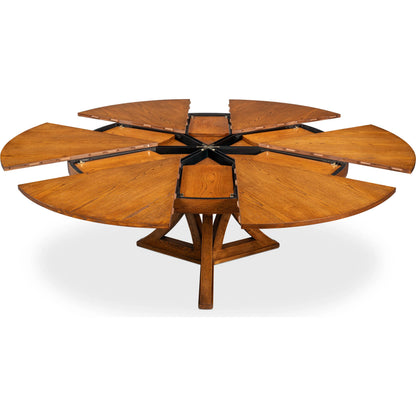 Casual Jupe Dining Table by Sarreid Ltd. in solid oak, veneers. Made from solid oak, veneers in a traditional style.