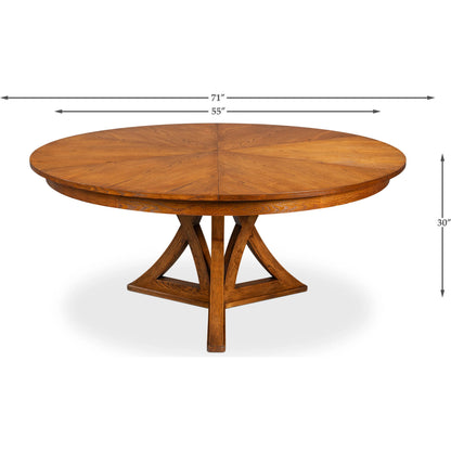 Casual Jupe Dining Table by Sarreid Ltd. in solid oak, veneers. Made from solid oak, veneers in a traditional style.