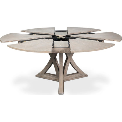 Casual Jupe Dining Table by Sarreid Ltd. in solid oak, veneers. Made from solid oak, veneers in a traditional style.