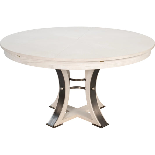 Tower Jupe Dining Table by Sarreid Ltd. in oak, textured iron. Made from oak, textured iron in a transitional style.