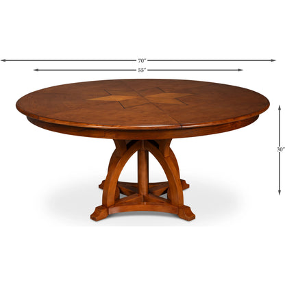 Austin Jupe Dining Table by Sarreid Ltd. in brown and solid walnut, white oak veneer. Made from unique in a traditional style.