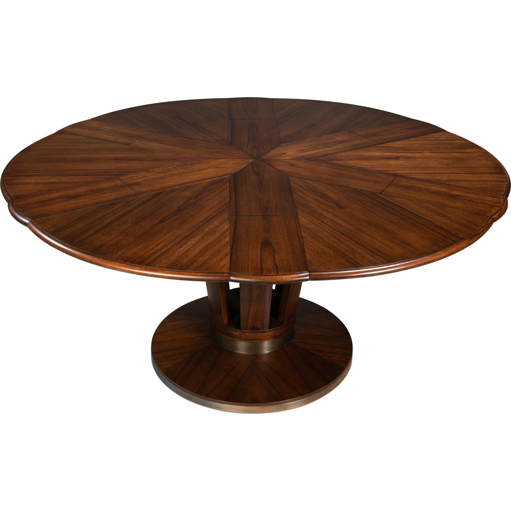 Soho Jupe Dining Table by Sarreid Ltd. in brown. Made from paldao wood in a traditional style.