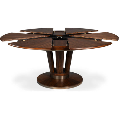 Soho Jupe Dining Table by Sarreid Ltd. in brown. Made from paldao wood in a traditional style.
