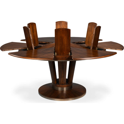 Soho Jupe Dining Table by Sarreid Ltd. in brown. Made from paldao wood in a traditional style.