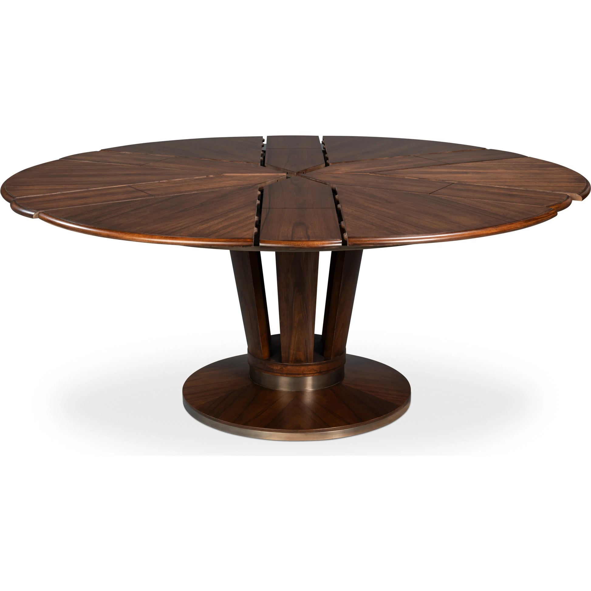 Soho Jupe Dining Table by Sarreid Ltd. in brown. Made from paldao wood in a traditional style.