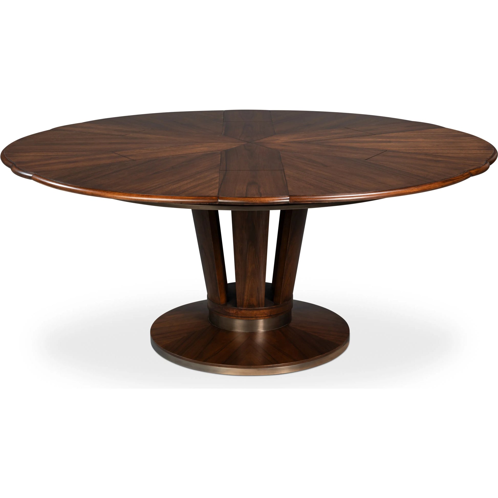 Soho Jupe Dining Table by Sarreid Ltd. in brown. Made from paldao wood in a traditional style.