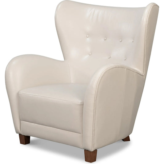 Lombard Wing Chair by Sarreid Ltd.. Made from leather in a unique style.