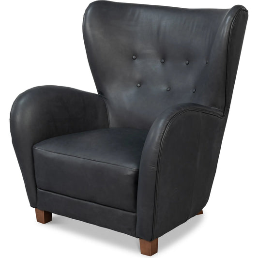 Lombard Wing Chair by Sarreid Ltd.. Made from leather in a unique style.