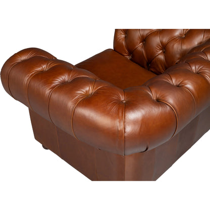 Savile Leather Chair by Sarreid Ltd. in britian green. Made from rubber wood legs, leather in a traditional style.