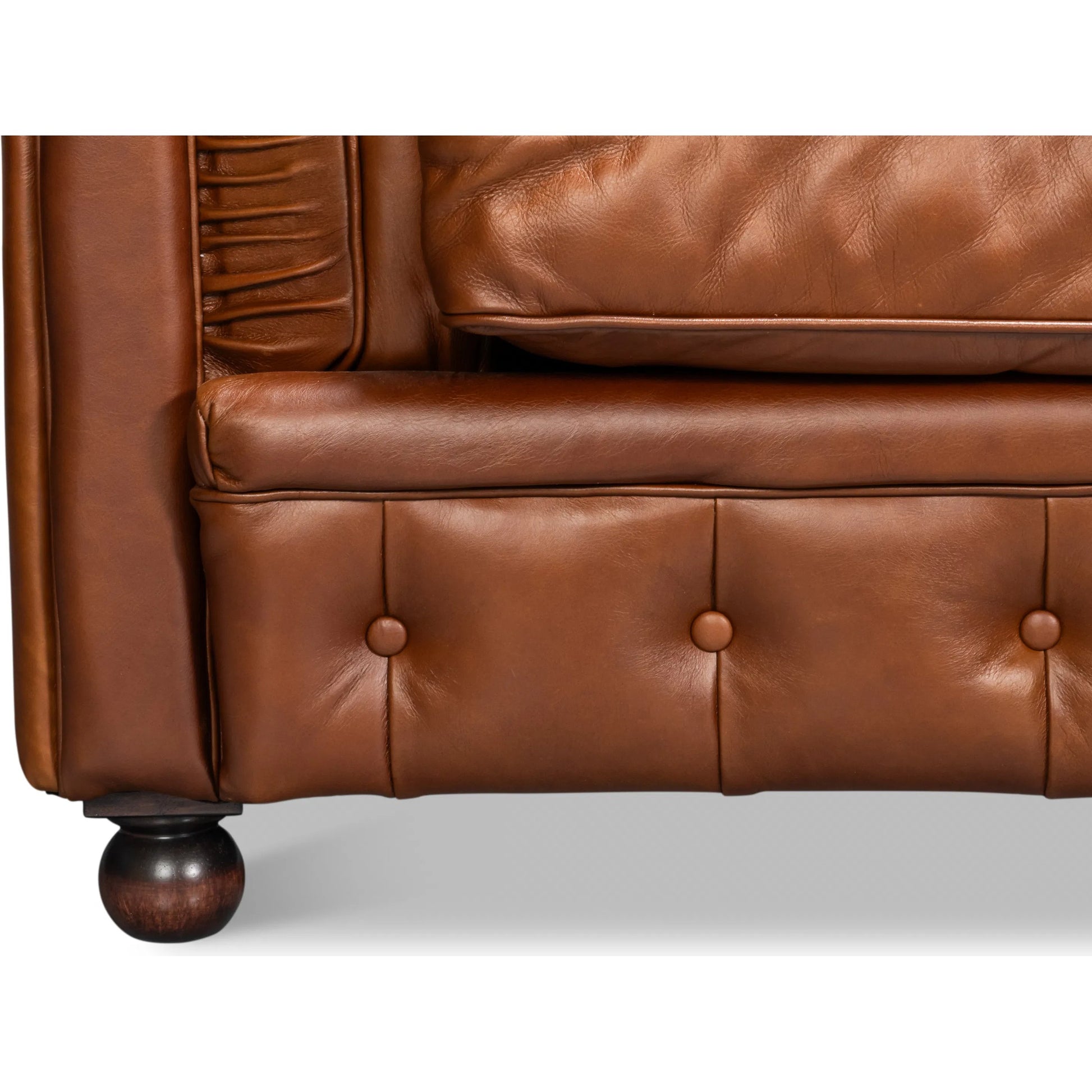 Savile Leather Chair by Sarreid Ltd. in britian green. Made from rubber wood legs, leather in a traditional style.