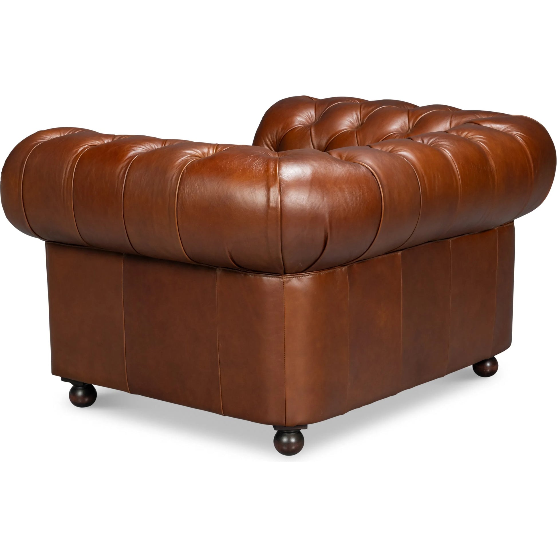 Savile Leather Chair by Sarreid Ltd. in britian green. Made from rubber wood legs, leather in a traditional style.