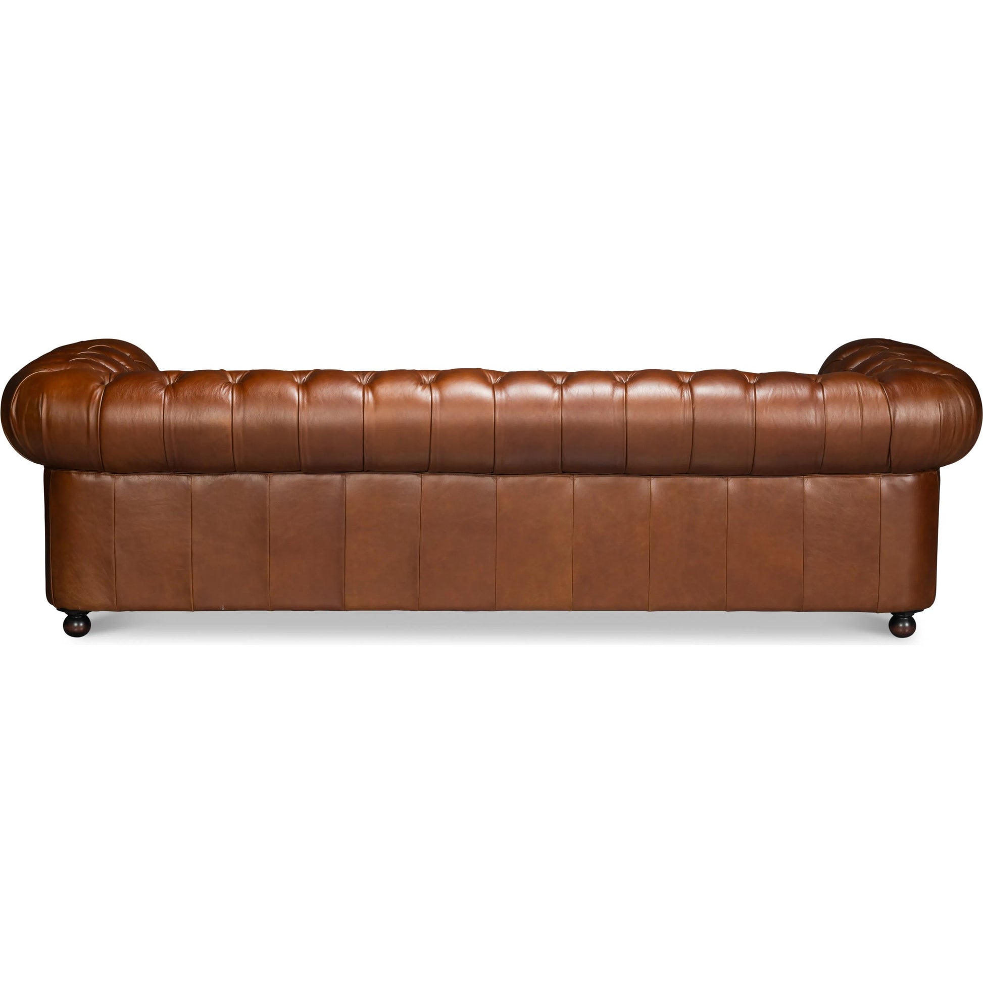 Savile Leather Sofa by Sarreid Ltd. in rubber wood legs, leather, marseile dark brown. Made from rubber wood legs, leather in a traditional style.