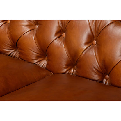 Savile Leather Sofa by Sarreid Ltd. in rubber wood legs, leather, marseile dark brown. Made from rubber wood legs, leather in a traditional style.