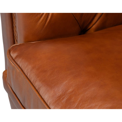 Savile Leather Sofa by Sarreid Ltd. in rubber wood legs, leather, marseile dark brown. Made from rubber wood legs, leather in a traditional style.