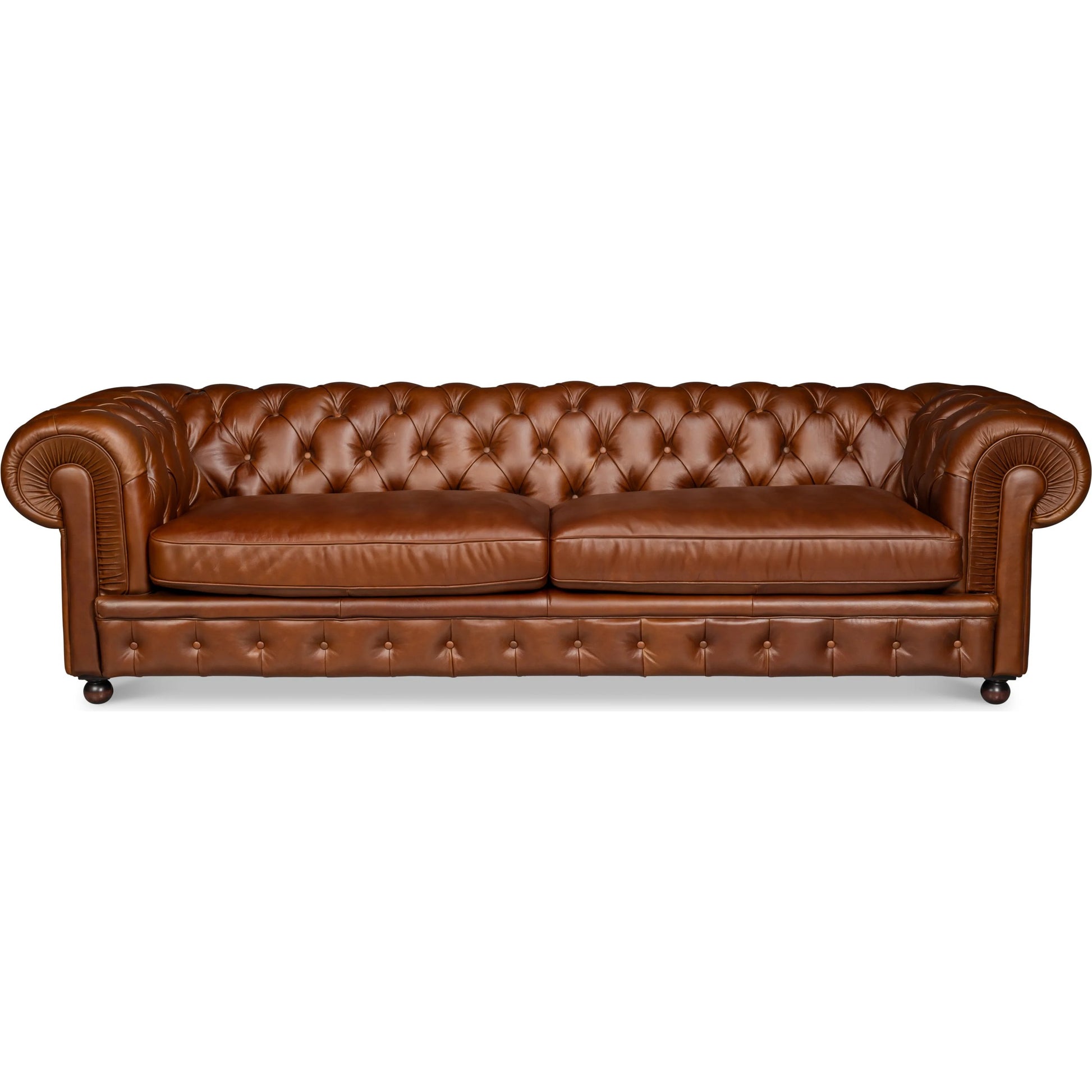 Savile Leather Sofa by Sarreid Ltd. in rubber wood legs, leather, marseile dark brown. Made from rubber wood legs, leather in a traditional style.